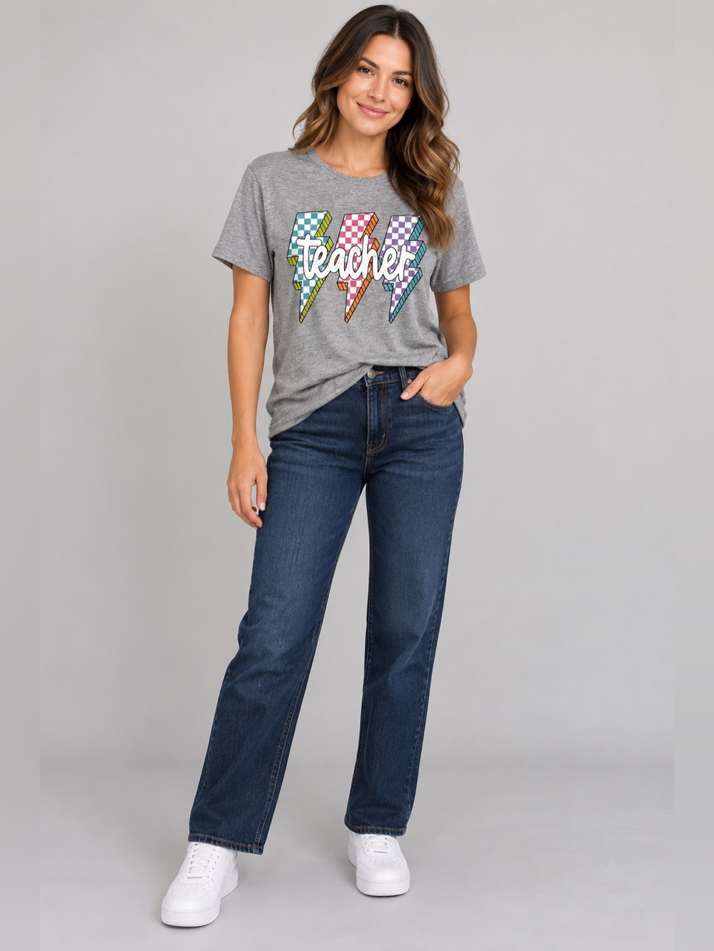 NWOT | Custom-Made Teacher Graphic Tee | Large | Lightning Bolts